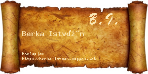 Berka István névjegykártya